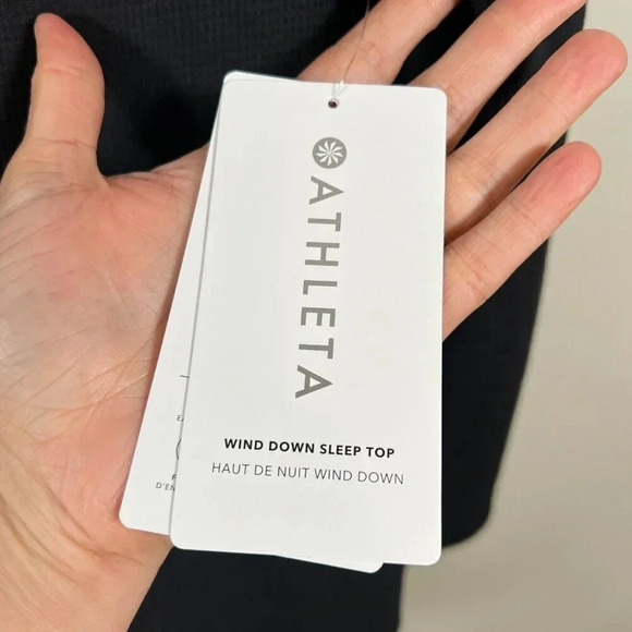 Athleta Wind Down Sleep Top Size XL Black Waffle Knit Henley Lounge Comfy - Picture 5 of 12